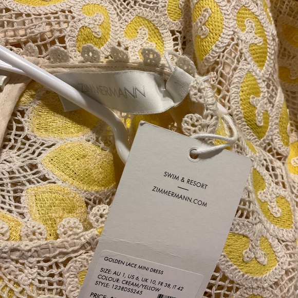 Zimmermann Golden Lace Mini Dress  Golden Lace Mini Dress - Picture 4 of 11